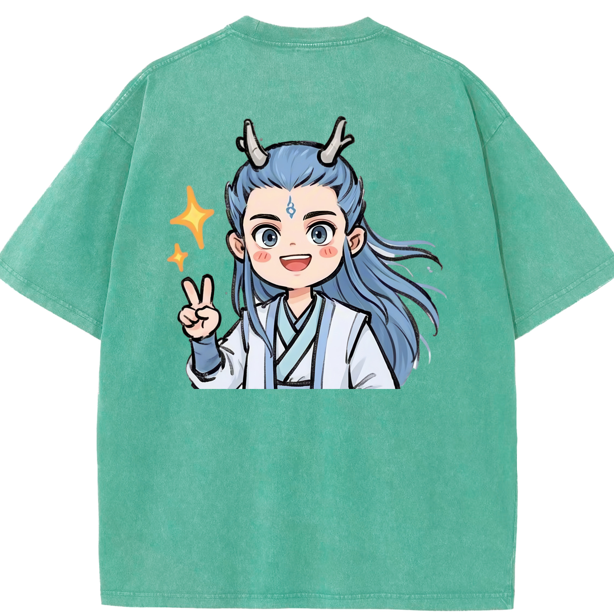 （画像用） Ne Zha 2 ナタ 魔童の大暴れ 綿100% ヴィンテージ風 半袖Tシャツ（背面プリント）